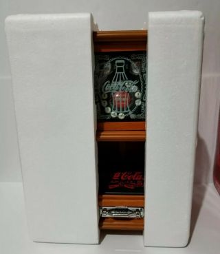 COCA - COLA NIB NOSTALGIC Wall Phone Real Wood Lighted Frosted Glass Hanging 5