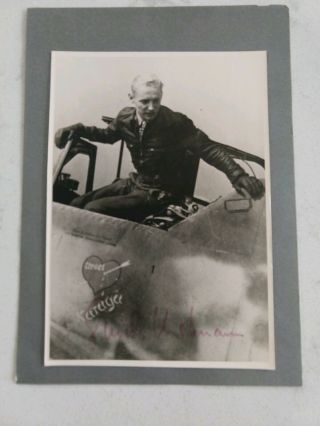 Erich Hartmann German Fighter Ace Of World War Two,  Signed Photo,  Vintage Frame
