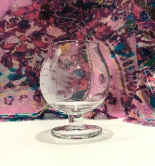 Vintage Set of 4 Schooner Clipper Ship Small Brandy Snifters Etched Clear Glass 8