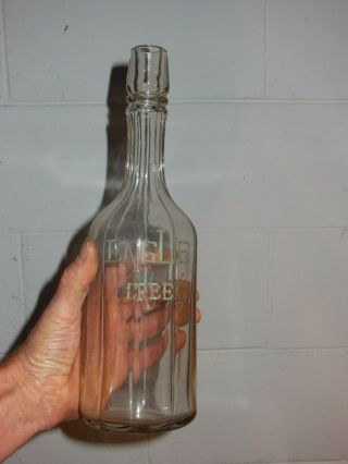 Antique Eagle Whiskey Creek Back Bar Glass Bottle White Enamel 1900s Rare