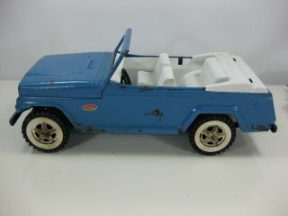 Vintage Blue Tonka Jeep Jeepster with Boat Trailer and Plastic Boat 2