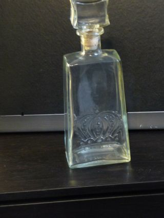 Vintage Crown Royal Whiskey Decanter Glass Liquor Bottle W/stopper