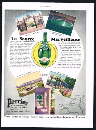 Perrier Ad Cafe Bar Bistro French Decor Ad 1930s Vintage Print Ad Retro