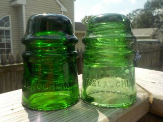 Emerald Green And Apple Green Cd 121 Mclaughlin Glass Insulator