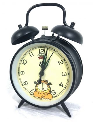 Vintage 1978 Sunbeam Garfield Twin Bell Alarm Clock A19