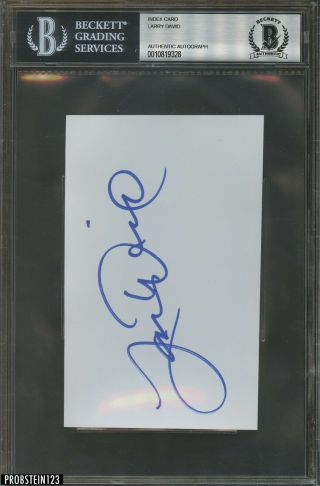 Larry David Signed Index Card Auto Autograph Beckett Bgs