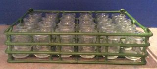 24 Vintage Mini Miniature Glass Creamer Bottles / Jars 1 7/8 " Tall W/ Rack