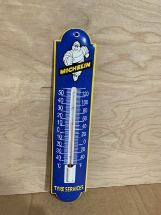Michelin Tire Service Thermometer Gas Oil Porcelain Sign