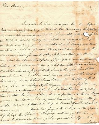 Letter Of Philip Kearny Sr 1797 To Amboy Jersey Lawyer Revard Kearny