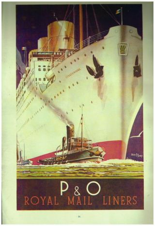 P & O Boat Ad Royal Mail Liner Ship Travel 1930s Vintage Print Ad Retro