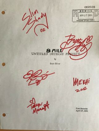 Eminem Autograph: 8 Mile Movie Script,  Also Signed By Brittany Murphy,  Mekhi Phi
