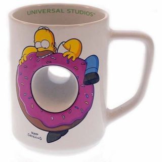 Universal Studios Coffee Cup Mug The Simpsons Homer Donut Hole