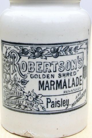 VINTAGE 1lb ROBERTSON ' S PAISLEY & MANCHESTER GOLDEN SHRED MARMALADE POT or JAR 6