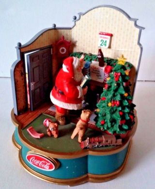 Vintage Coca - Cola 1993 Mechanical Music Box - Santa And The Children Lights Up