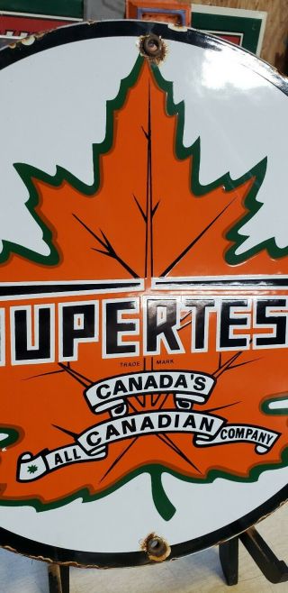 SUPERTEST GASOLINE porcelain sign vintage CANADIAN FUEL petroleum gas pump plate 2