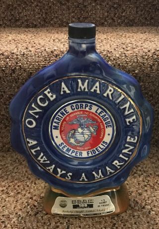 Once A Marine Always A Marine.  Marine Corps League 50th Anniv Jim Beam Decanter