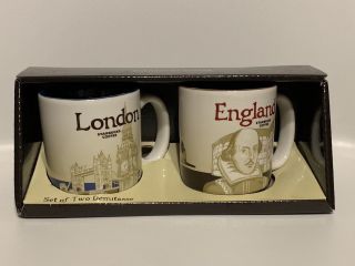 Starbucks London England Demitasse Mug Espresso Coffee Cups Set 3 Oz