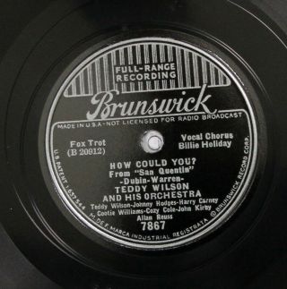 Teddy Wilson and his Orch.  with Billie Holiday BRUNSWICK 7867 E,  PRE WAR JAZZ 78 3