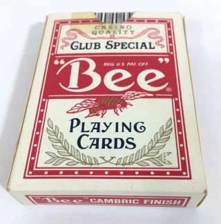 Vintage Bee Playing Cards Red No.  92 Deck Golden Nugget B9