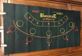 Baccarat Black Casino Gaming Table Felt Layout 5 Player 37” X 19”