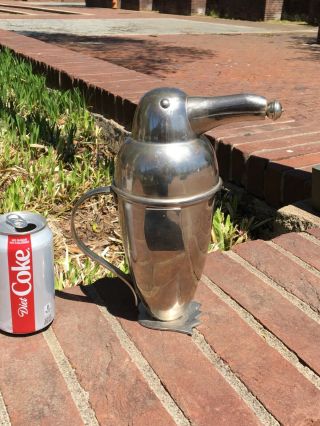 Vintage Chrome Handled Penguin Cocktail Drink Shaker Barware