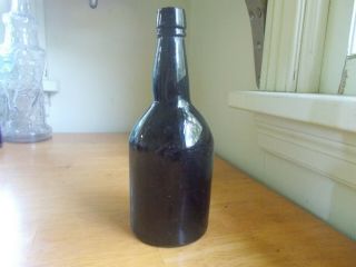 1850s Privy Dug Pontiled Dip Mold Blackglass Porter Ale Bottle Sand Pontil