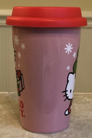 Hello Kitty Ceramic Pink Travel Mug With Lid Christmas 5