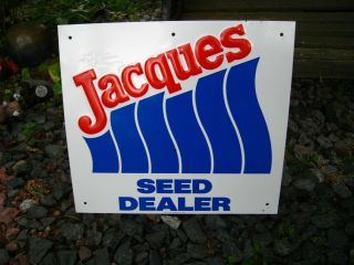 Vintage Metal 1984 Jacques Seed Dealer Farm Sign Scioto Signs 18 " X 16 "