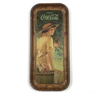 1916 Coca - Cola Serving Tray Elaine Girl In Yellow Dress Hat Glass Matte