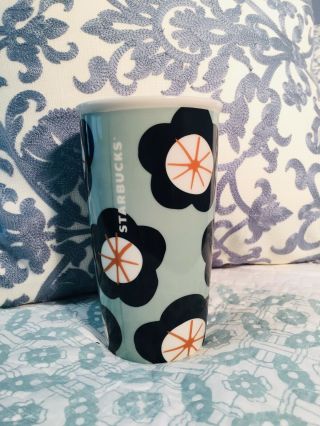 Starbucks 12 Oz Ceramic Travel Tumbler No Lid Blue Floral
