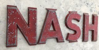 Vintage 1940’s Nash Metal Sign Letters Gas Station Garage Rat Hot Rod Sign