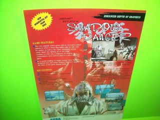 Sega Shadow Dancer 1989 Nos Video Arcade Game Sales Flyer Japan Shinobi