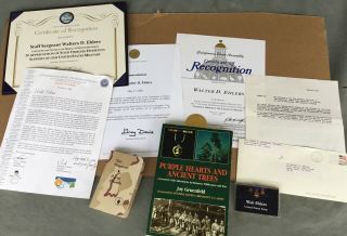 Rare Wwii Medal Of Honor Recipient Grouping D - Day Awards Certificates Signed