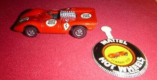 Vintage 1969 Hot Wheels Red - Line Red Ferrari 312p With Metal Badge