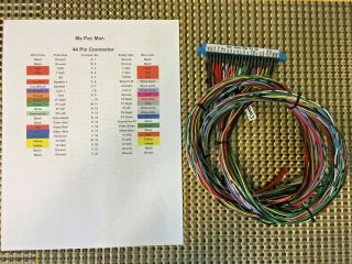 Ms Pac Man Pcb 44 Pin Edge Connector Wiring Harness With Pin Out Sheet