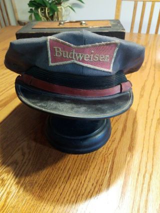 Rare Antique Budweiser Drivers Uniform Hat Crusher Cap Hat