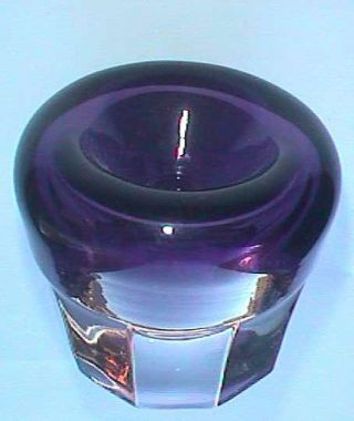 SMALL antique BLACK AMETHYST glass FUNNEL INK well BOTTLE Pretty Purple Paneled 4