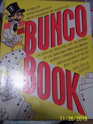 Bunco Book 1986 By Walter B.  Gibson Cheaters Con Artists Scams