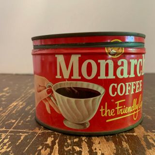 Vintage Consolidated Foods Monarch One Pound Coffee Tin Chicago Illinois 3