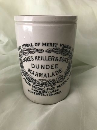 Vintage James Keiller & Son Dundee Orange Marmalade 16oz Stoneware Jar