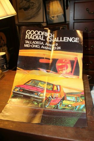 Vintage 1975 Racing Poster Goodrich Radial Challenge Talladega & Mid Ohio Tires