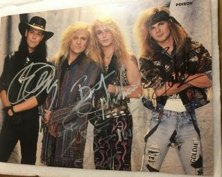 Poison - Bret Michaels,  C.  C.  Deville,  Bobby Dall,  Rikki Rocket,  Signed Photo