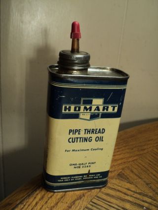 Vintage Homart Pipe Thread Cutting Oil No.  2285 One - Half Pint Tin Sears Roebuck