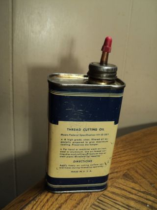 Vintage Homart Pipe Thread Cutting Oil No.  2285 One - Half Pint Tin Sears Roebuck 3
