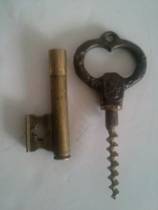 Vintage Old Rare Bulgarian Sofia Bronze Key Shape Corkscrew Bottle Wine Opener