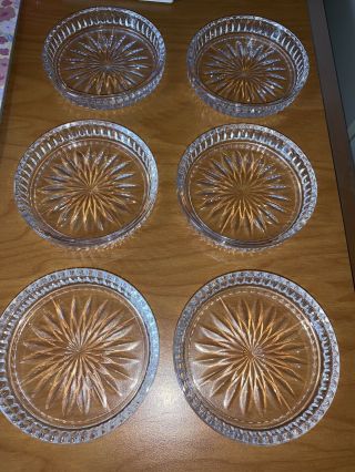 Vintage Cut Crystal Glass Coasters,  Six 3 2/3 