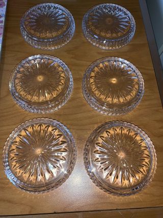 Vintage Cut Crystal Glass Coasters,  Six 3 2/3 