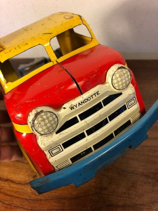 Vintage Wyandotte Construction Semi Tractor Trailer Cab Only Pressed Steel Toy 2