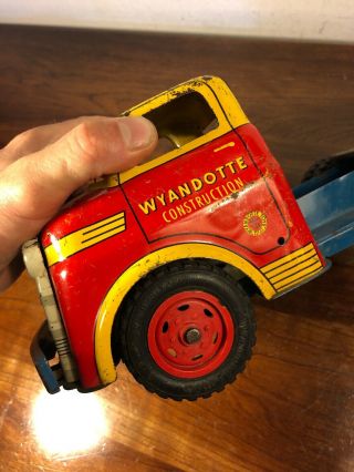 Vintage Wyandotte Construction Semi Tractor Trailer Cab Only Pressed Steel Toy 5