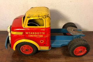 Vintage Wyandotte Construction Semi Tractor Trailer Cab Only Pressed Steel Toy 6